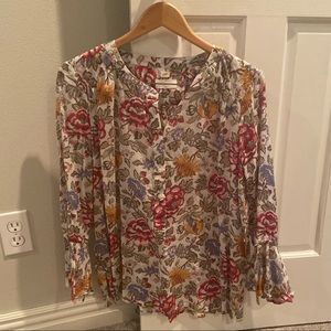 Ann Taylor Loft Bell Sleeve 1/2 button Blouse L